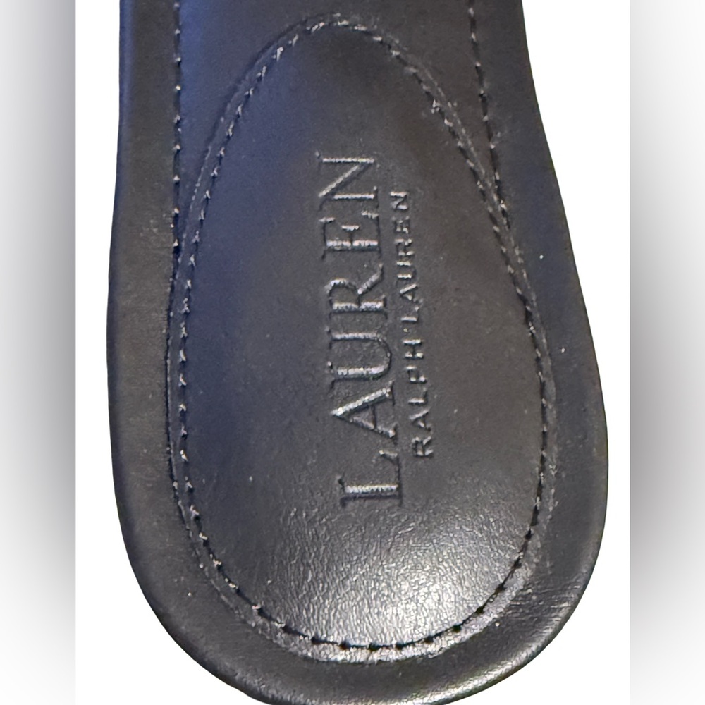 Ralph Lauren NWT Sz 6.5 Alegra Black & Cream Leather Flat Slide Sandals (SH280) - Picture 5 of 11
